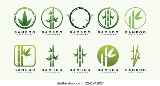 set of bamboo logo design with abstract concept