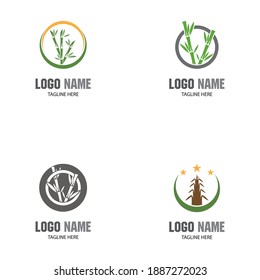 Set Bamboo Logo Template vector icon illustration design