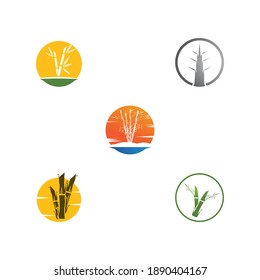 Set Bamboo Logo Template vector icon illustration design