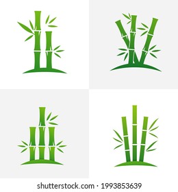 Conjunto de plantillas vectoriales de logotipo de bambú, conceptos de diseño de logotipo de bambú creativo