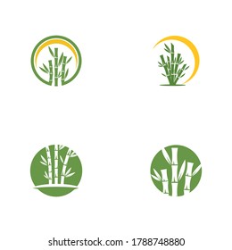 Set Bamboo vector icon logo template illustration design
