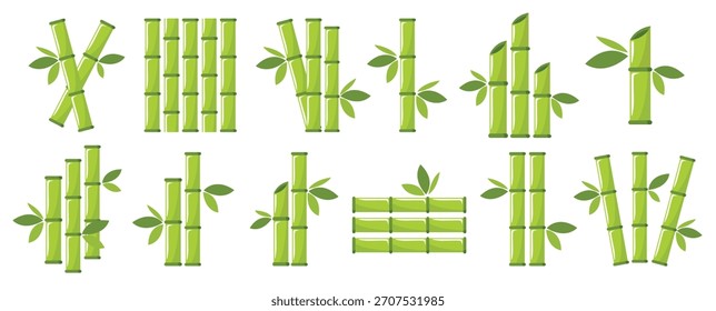 Set of Bamboo vector illustration 