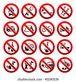 Set ban icons Prohibited signs Nature symbols