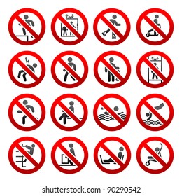 Set ban icons Prohibited signs Forbidden symbols
