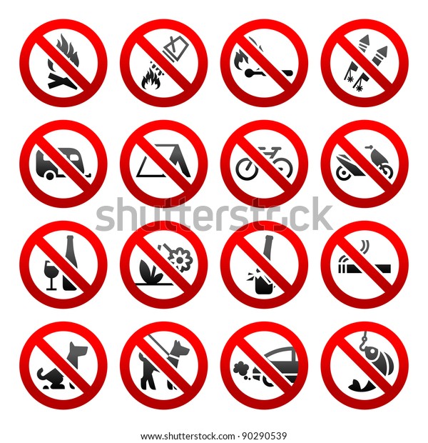 Set Ban Icons Prohibited Signs Nature Stock Vector (Royalty Free ...