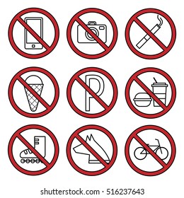 Set ban icons. Prohibited symbols shop.