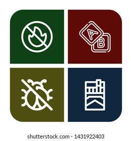 Set of ban icons such as No fire allowed, Blocks, No insects, Cigarette , ban