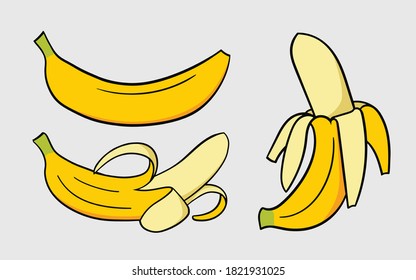 Conjunto de ilustraciones vectoriales de dibujo a mano de plátano
