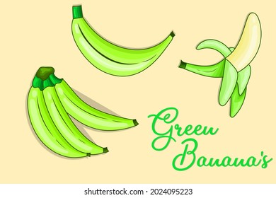 Set of banana illustration with cartoon style for graphic element resources