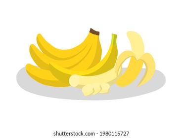 set of banana on white background, isolated for banana slice, creative design vector illustration