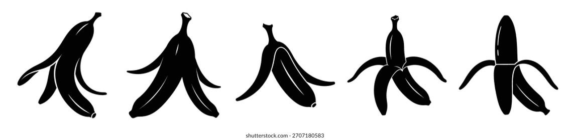 conjunto de banana casca ícone vetor ilustração isolado no fundo branco