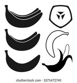 Set Of Banana Silhouette Icons For Design