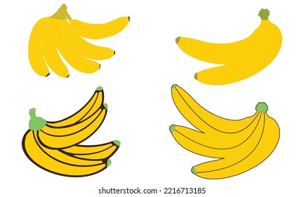 Set Of Banana Vectors, Vector and Illustration.