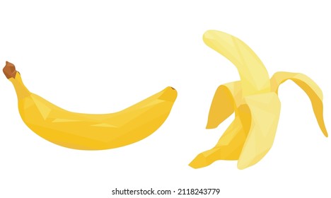 set of bananas isolated on white background. banana in peel. peeled banana. tropical fruits. geometric style. flat vector.