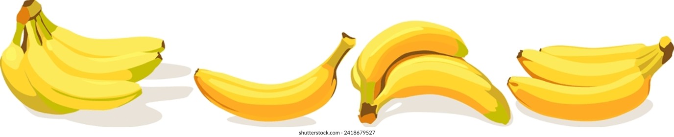 conjunto de bananas. Bananas amarillas. Ilustración vectorial.