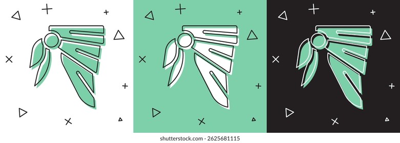 Definir ícone de lenço Bandana ou motociclista isolado no fundo branco e verde, preto.  Vetor