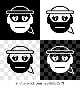 Set Bandit icon isolated on black and white, transparent background.  Vector
