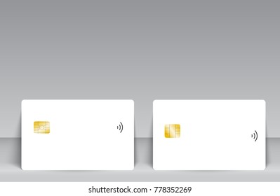 Set of banking chip credit card realistic mockup. Clear plastic card template