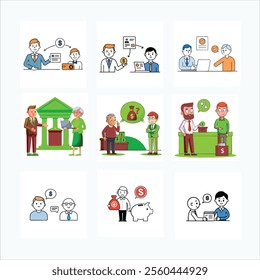 set of banking client cartun