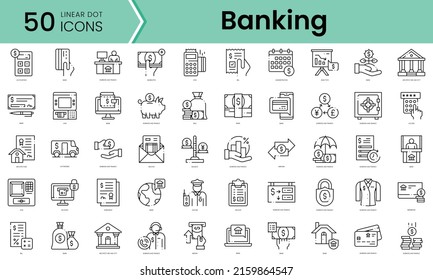 Set of banking icons. Line art style icons bundle. vector illustration