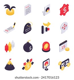 Set of Banking Isometric Icons

