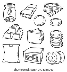 Set of banking and money icons. Business illustration with finance items.