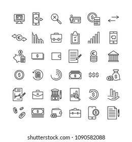 Set of banking thin line icons. High quality pictograms of money. Modern outline style icons collection. 