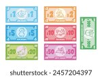 A set of banknotes for children