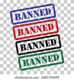 Set of Banned stamp symbol, label sticker sign button, text banner vector illustration .