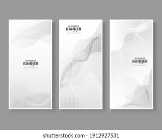 Set of banner abstract background with flowing particles. Digital future technology concept.