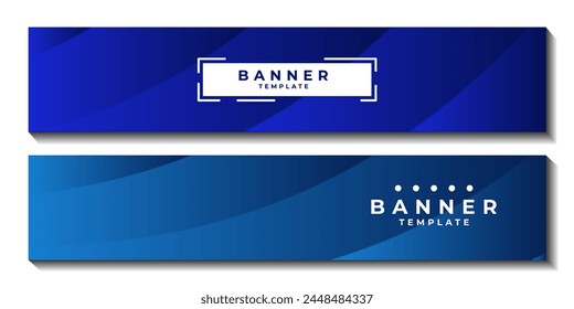 set of banner with abstract blue contrast gradient background elegant for template business