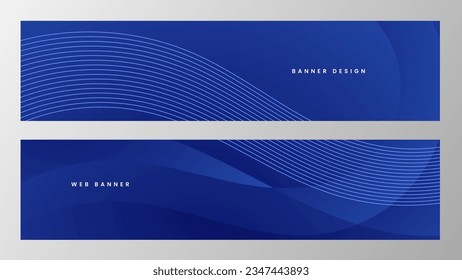 conjunto de banner con fondo abstracto de degradado de onda azul