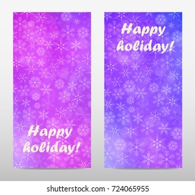 Set banner of abstract color background with snowflakes. Vector illustration for new year design