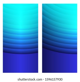 Set of banner with abstract marine background and place for text. Blue layered circles cut out of paper. Vector neon template for slide, card, banner and your design.