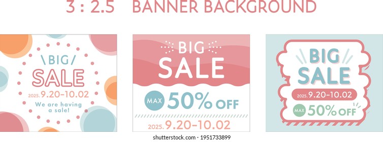 A set of banner ad background templates with flat and pop designs.