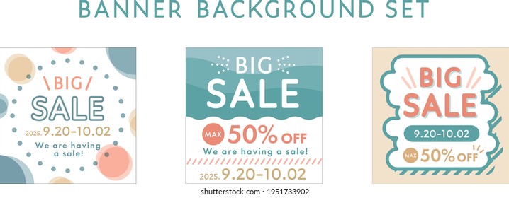 A set of banner ad background templates with flat and pop designs.