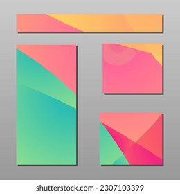conjunto de anuncios publicitarios con fondo colorido abstracto moderno