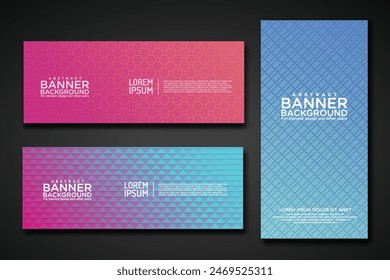 set banner backgrounds with modern geometric lines textured pattern and colorful dynamic gradation. for element design and other users. vector Illustration