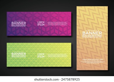 set banner backgrounds with modern geometric lines textured pattern and colorful dynamic gradation. for element design and other users. vector Illustration