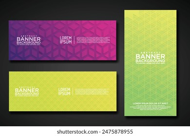 set banner backgrounds with modern geometric lines textured pattern and colorful dynamic gradation. for element design and other users. vector Illustration