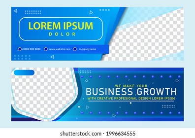 set banner blue abstract with shape illustrator