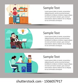set of banner business design with people illustration.