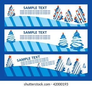 set of banner with christmas tree