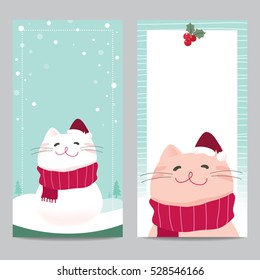Set of banner christmas winter with cute cat