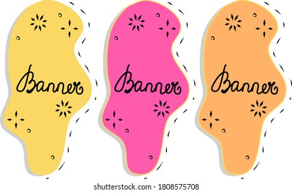 Set banner for design. Hand drawing vector background. Flat color shapes. Template modern illustration for use in print or web.