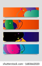 set of Banner design template with abstract curvy colorful shape. Vector colorful illustration with copy space for background in eps10