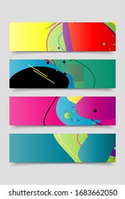 set of Banner design template with abstract curvy colorful shape. Vector colorful illustration with copy space for background in eps10