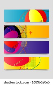 set of Banner design template with abstract curvy colorful shape. Vector colorful illustration with copy space for background in eps10