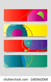 set of Banner design template with abstract curvy colorful shape. Vector colorful illustration with copy space for background in eps10