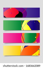 set of Banner design template with abstract curvy colorful shape. Vector colorful illustration with copy space for background in eps10